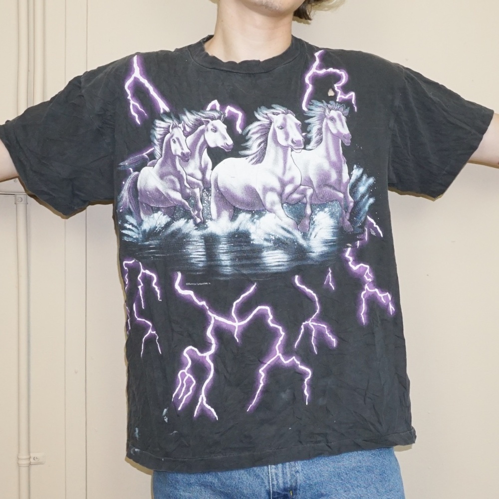 Vintage 90s American Thunder Horse Lightning Tee